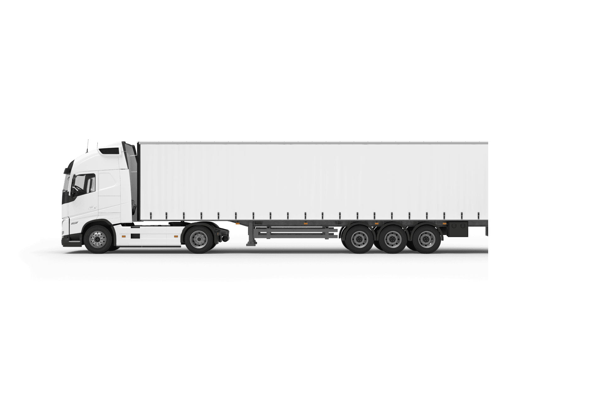 White over-the-road tractor-trailer
