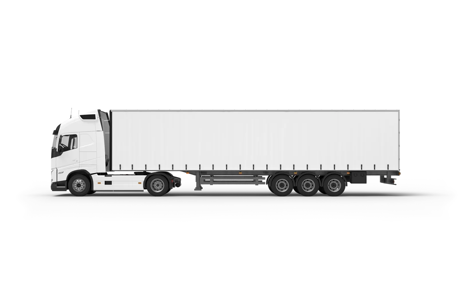 White over-the-road tractor-trailer